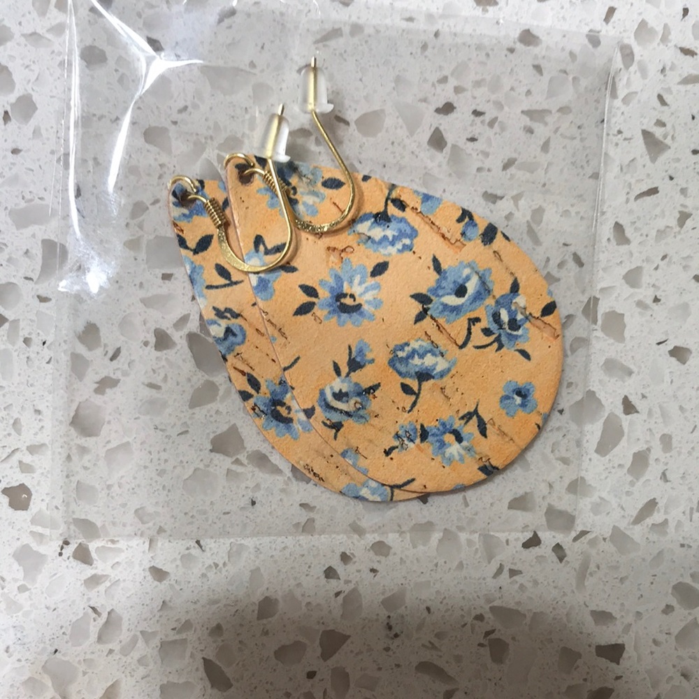 Yellow Leather Floral Earrings